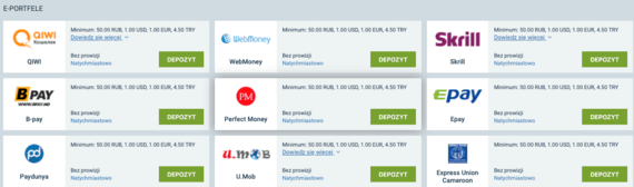 1XBET metody wpłat eportfele